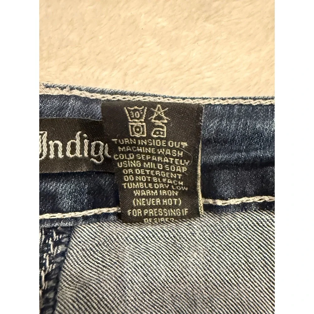 Love Indigo Womens Bootcut Jeans Size 18 Dark Wash Embroidered Sequin Pockets